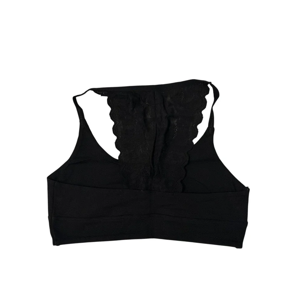 Franki by Francesca's Youth 8‎ Black Cotton Bralette Lace Racerback NIP